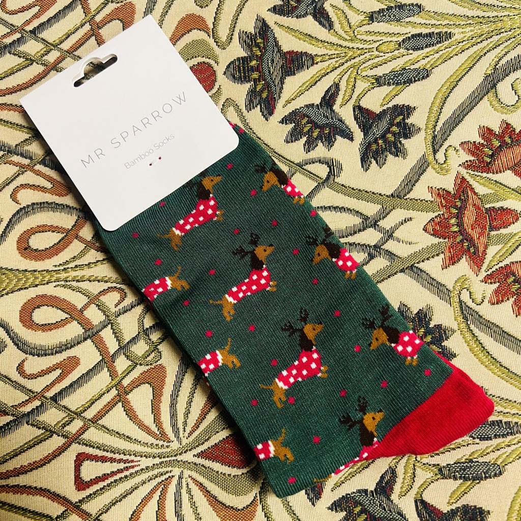 Mr. Sparrow Mens Socks - XMas Sausage Dogs