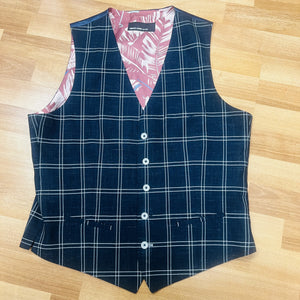 Navy Windowpane Waistcoat by Remus Uomo