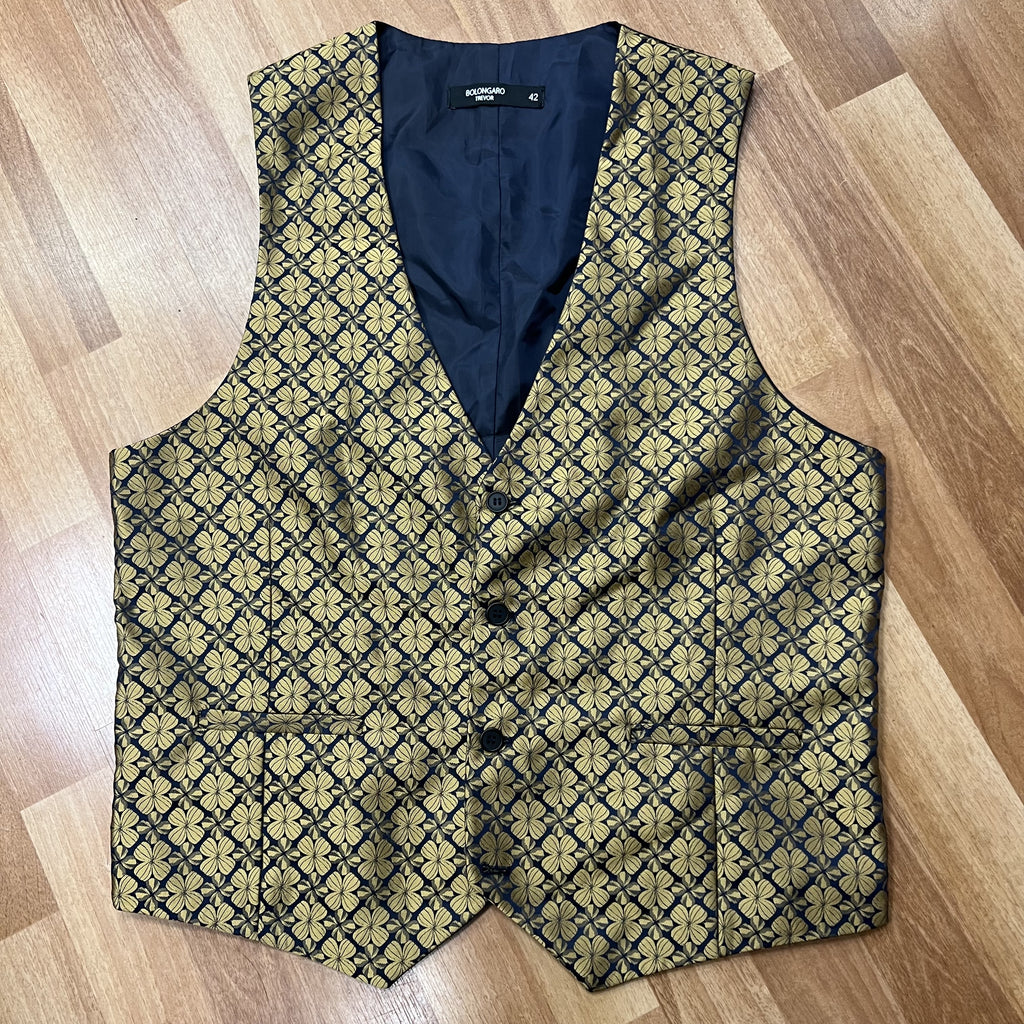 Gold/Black Floral Waistcoat by Bolongaro 42R