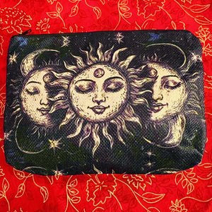 Zipped Bag With Three Suns Design