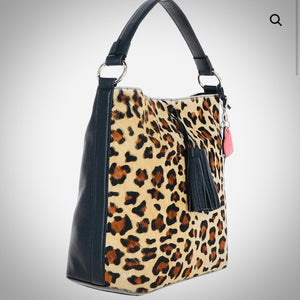 Zaria Leather & Animal Print Shoulder Bag