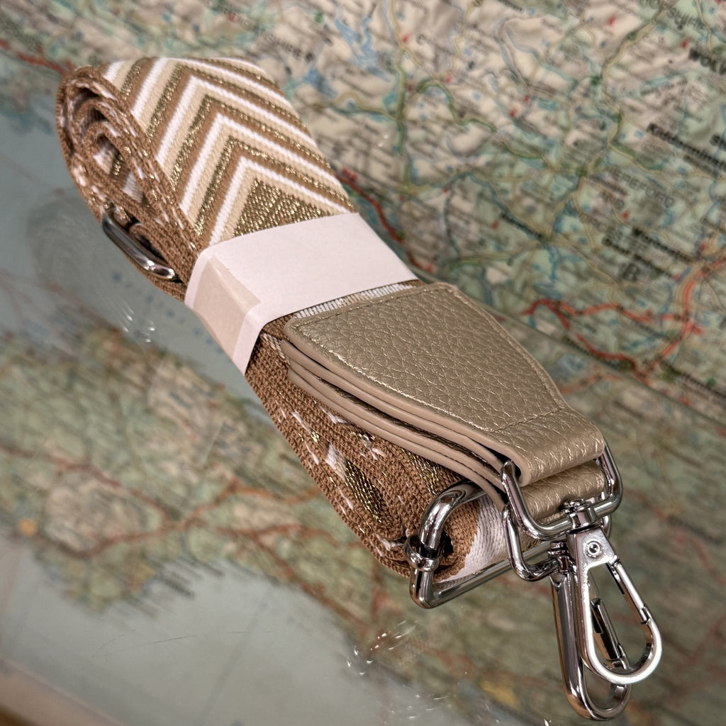 Bag Strap Gold/Coffee Chevrons
