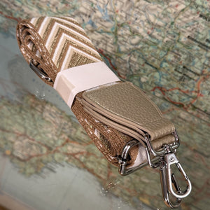 Bag Strap Gold/Coffee Chevrons