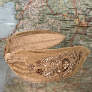 Gold Sequinned Velvet Headband