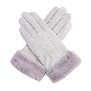 Maddie Suedette Glove With Faux Fur Cuff