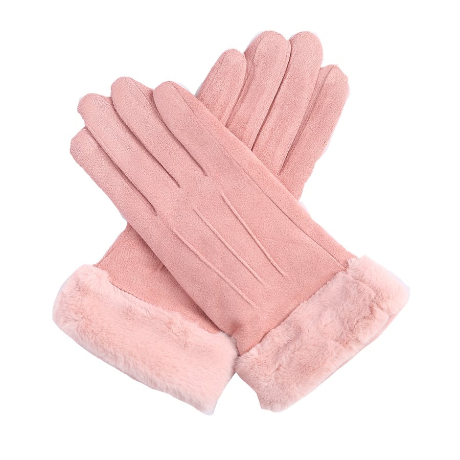 Maddie Suedette Glove With Faux Fur Cuff