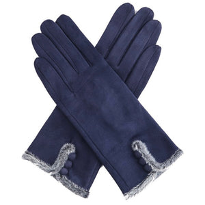 Jessica Suedette Gloves with Faux Fur Edge