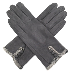 Jessica Suedette Gloves with Faux Fur Edge