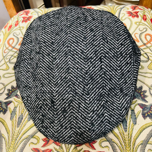 Flat Cap Black/White Herringbone