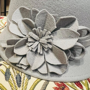 Wool Felt Cloche Hat with Felted Flower