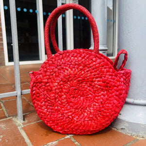 Marina Round Woven Straw Grab Bag