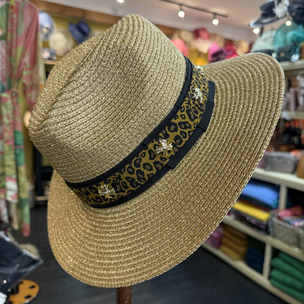 Pamela Metalic Straw Fedora Hat
