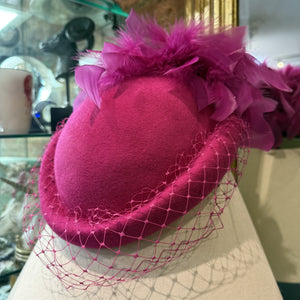 Grace Wool Felt Netted Pill Box Feathers to Back