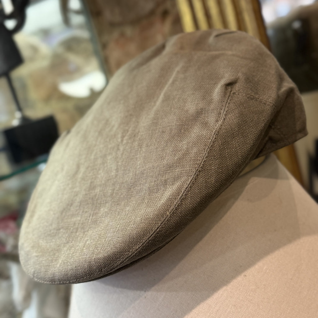 Jamie Khaki Irish Linen Flat Cap