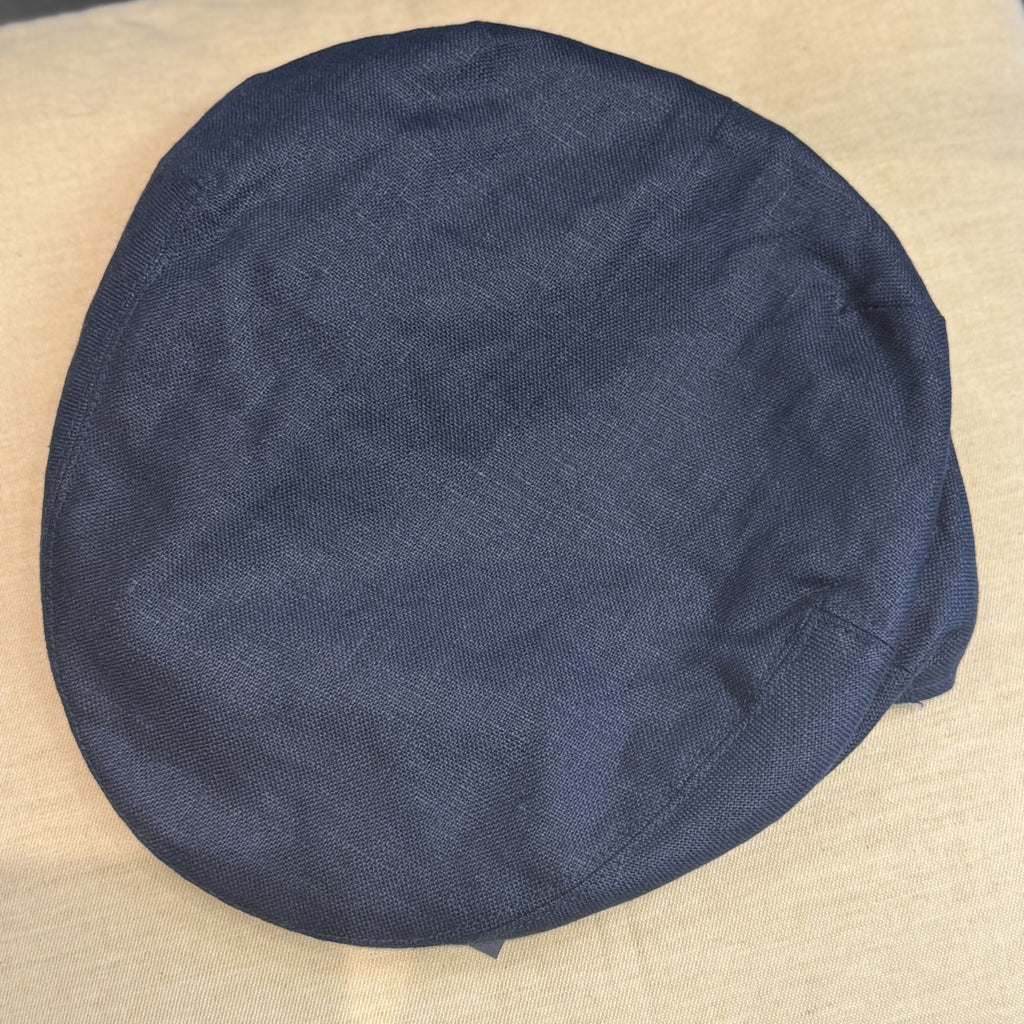 Jamie Navy Irish Linen Flat Cap