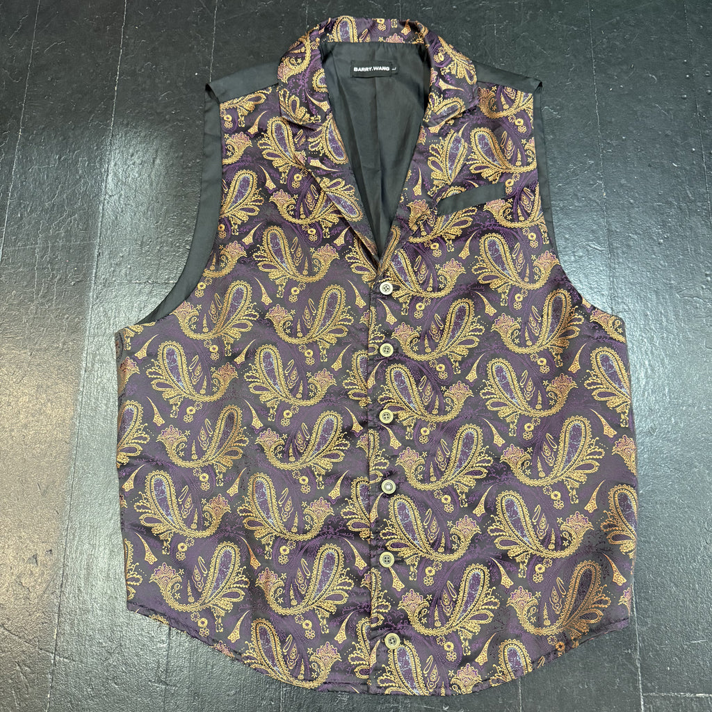Waistcoat - Silk Burgundy/Orange Paisley (L)