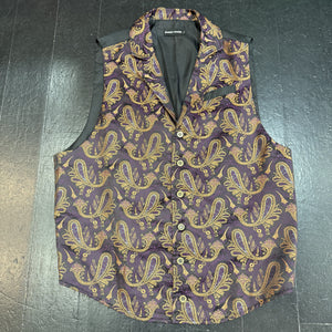 Waistcoat - Silk Burgundy/Orange Paisley (L)