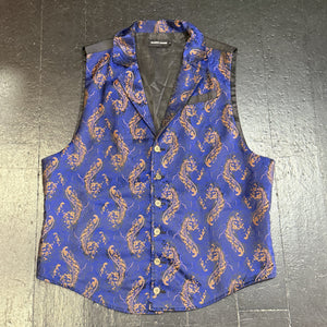 Waistcoat - Navy and Nude Paisley (L)