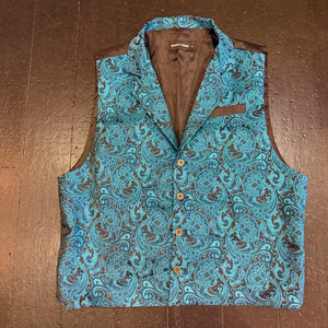 Waistcoat - Turquoise Black  Patterned (L)