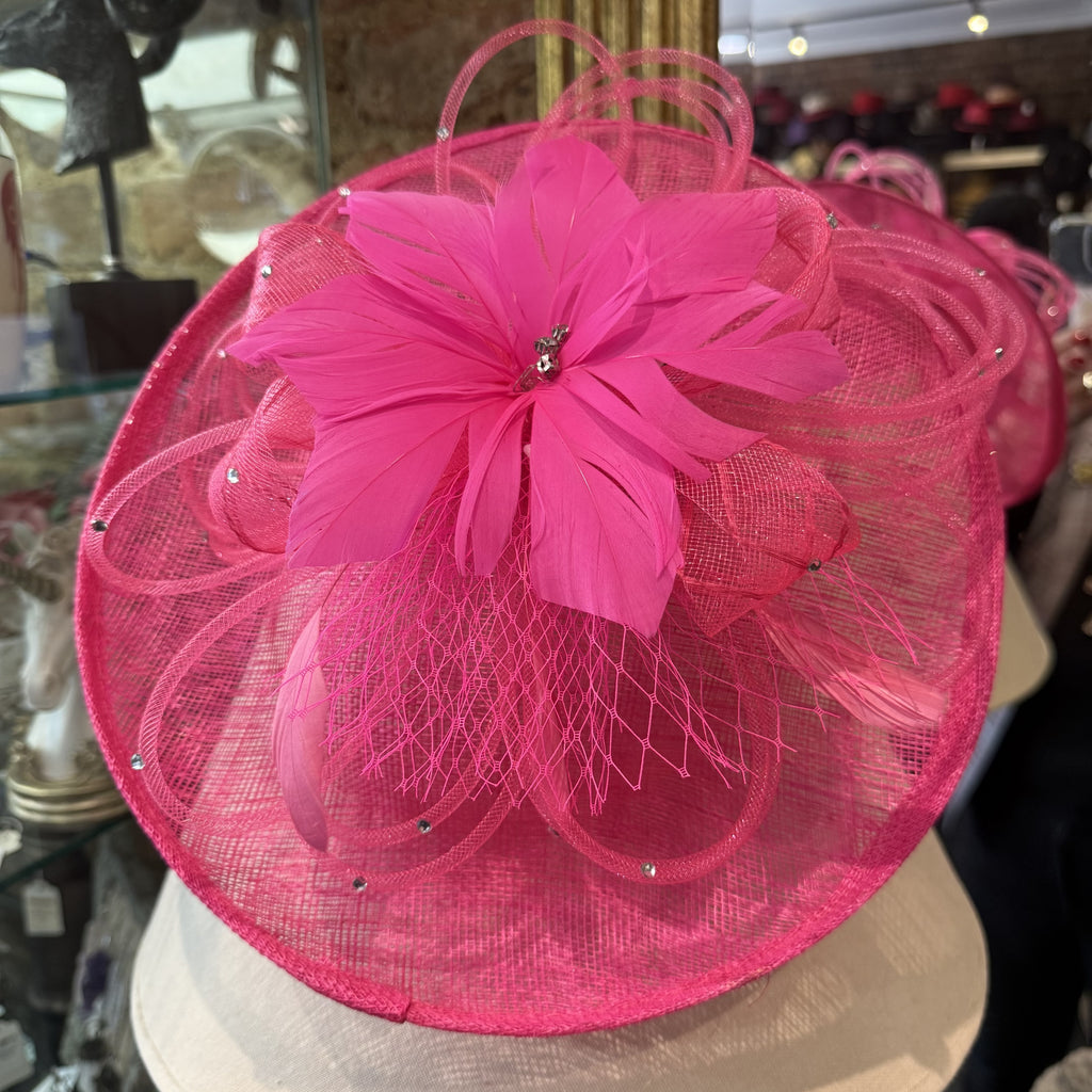 Barbara Sinamay Facinator With Feather Flower