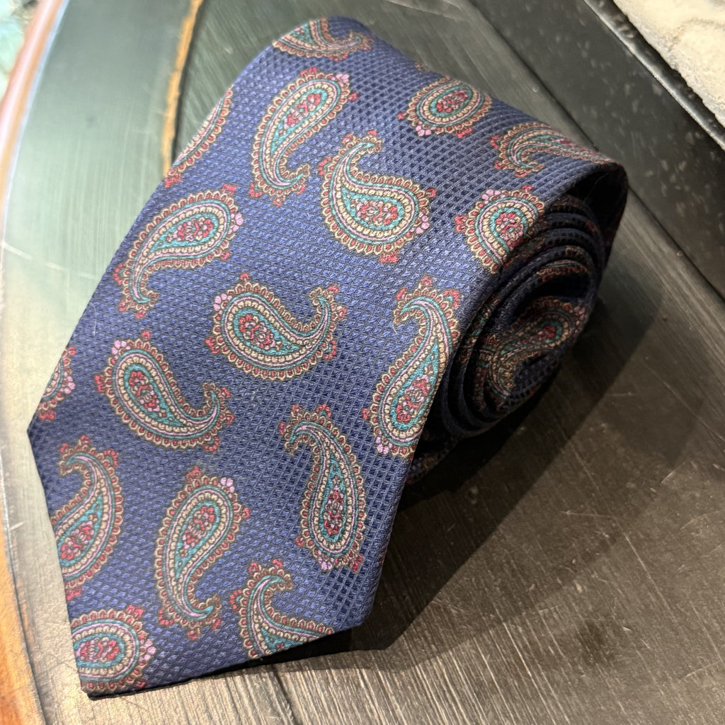 Silk Jaeger Navy Paisley Tie