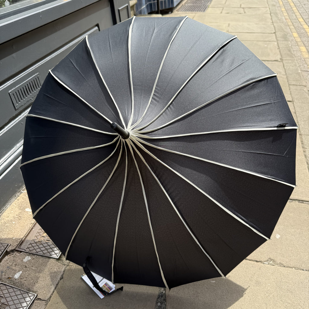 Pagoda Ribbed Umbrella - Black