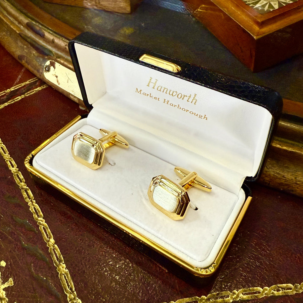 Art Deco Gold Plate Cushion Cufflinks