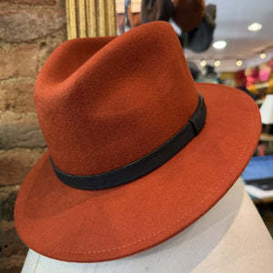 Dark Orange Wool Fedora Hat