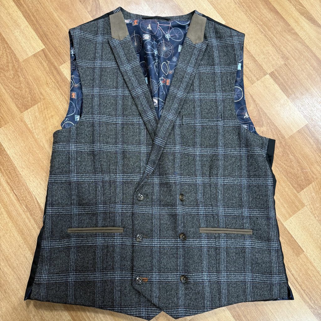 Grey/Brown Check Waistcoat by Next 42R