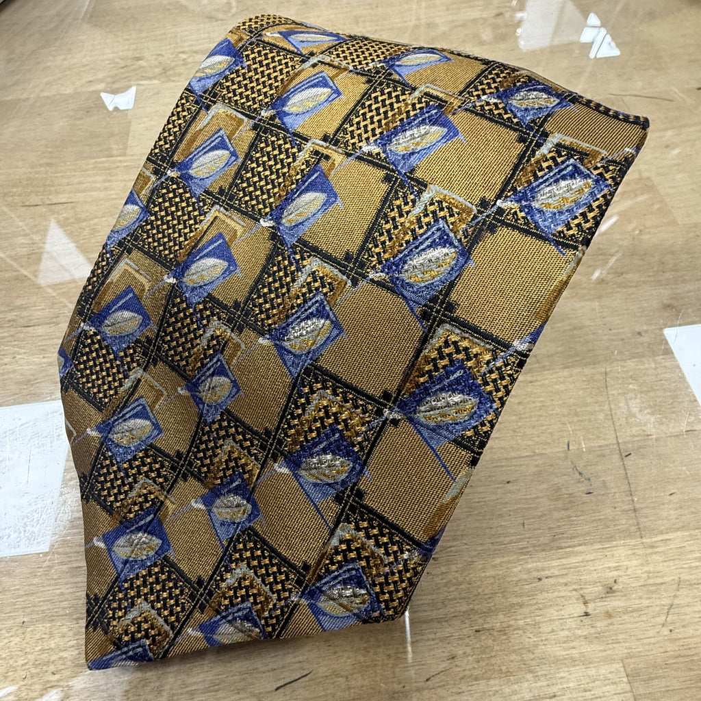 Silk Gold & Navy Jaeger Tie