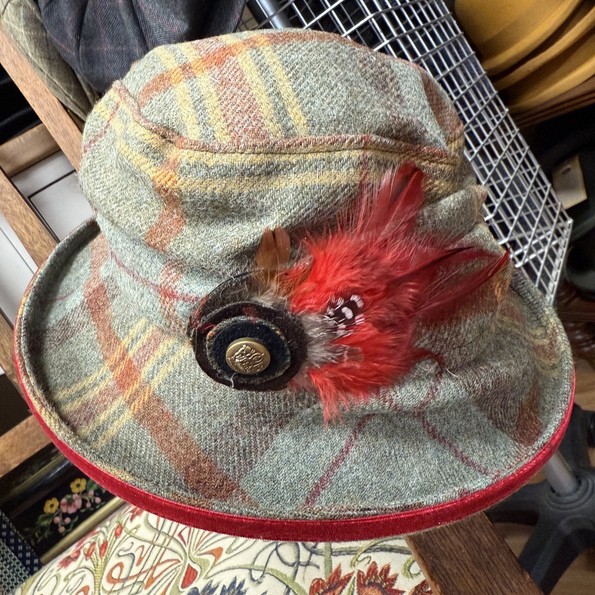 Catriona Tweed Cloche Hat With Feather Corsage