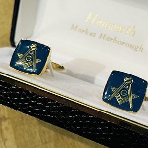Gold Plated Masonic Blue “G”  Cufflinks