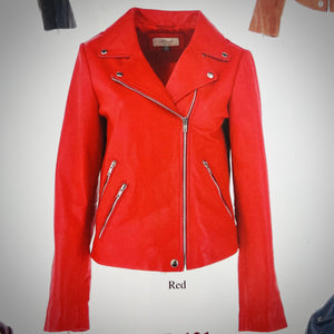 Red Leather Soho Biker Jacket