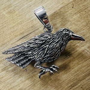 925 Sterling Silver Crow Pendant