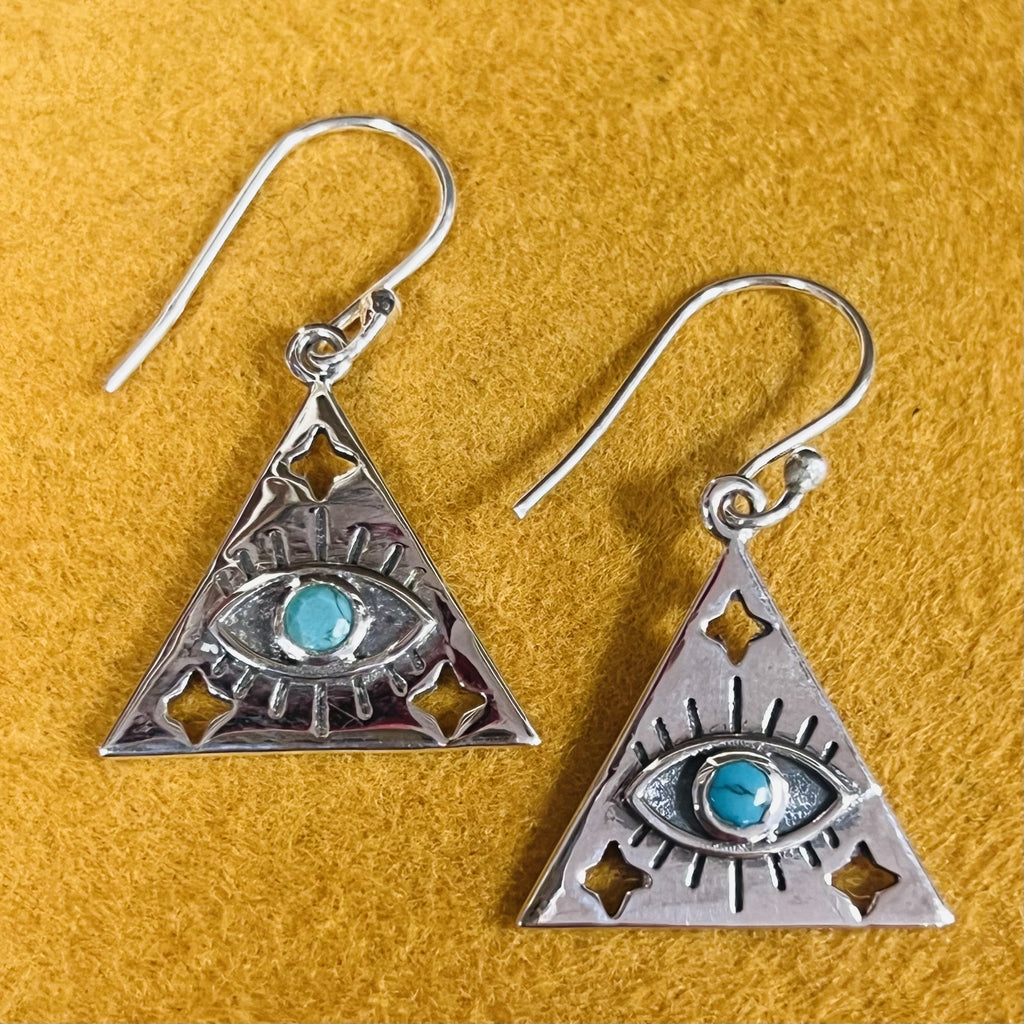 925 Silver Triangle Eye Earrings