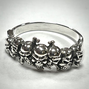 925 Sterling Silver Multi Skull Ring