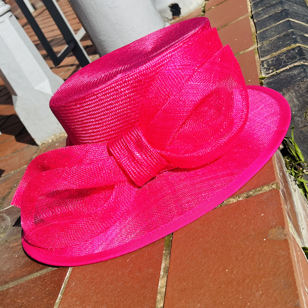 Fuchsia  Sinamay Hat With Large Bow