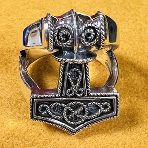 925 Sterling Silver Large Thor’s Hammer Ring