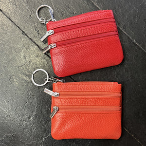 Nerro Leather Three Zip Keyring Purse