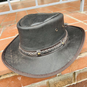 Genuine Brown Leather Cowboy Hat