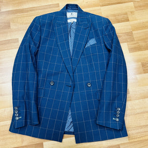 Lightweight Navy Windowpane Spitalfields Jacket (34R)