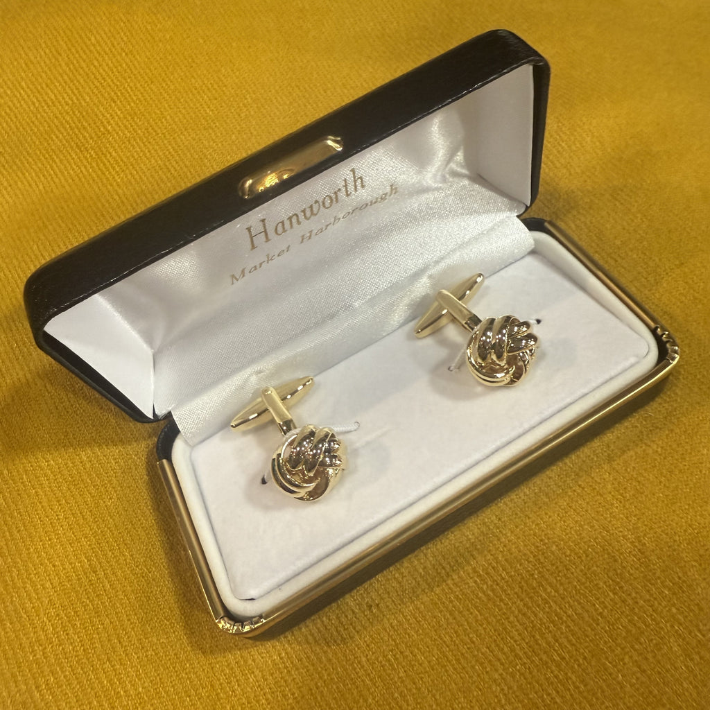 Large Open Rounded Gold Plated Knot Cufflinks