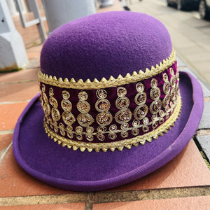 Unique Purple and Gold Bowler Hat