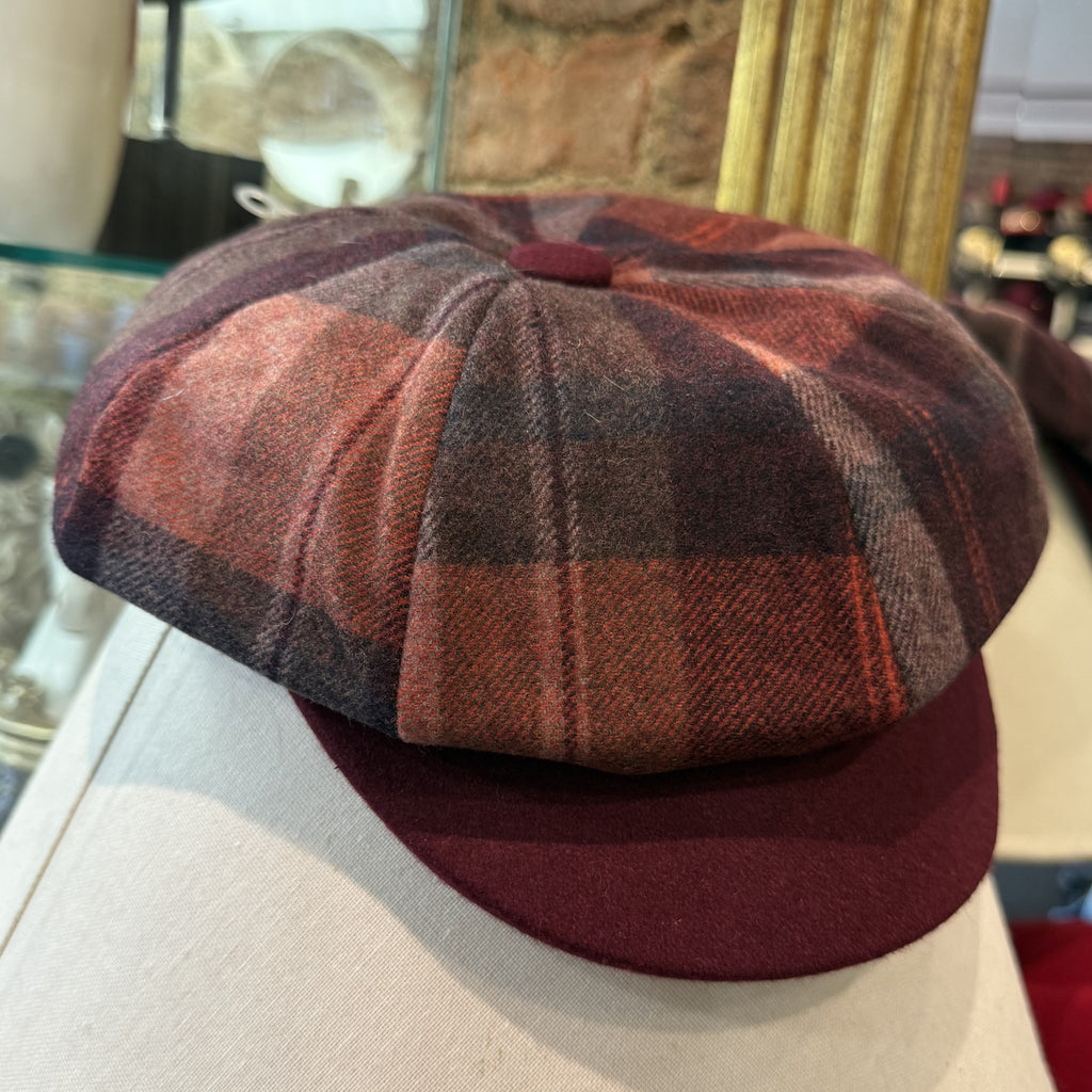 Lucinda Wool Burgundy Tweed Baker Boy Cap
