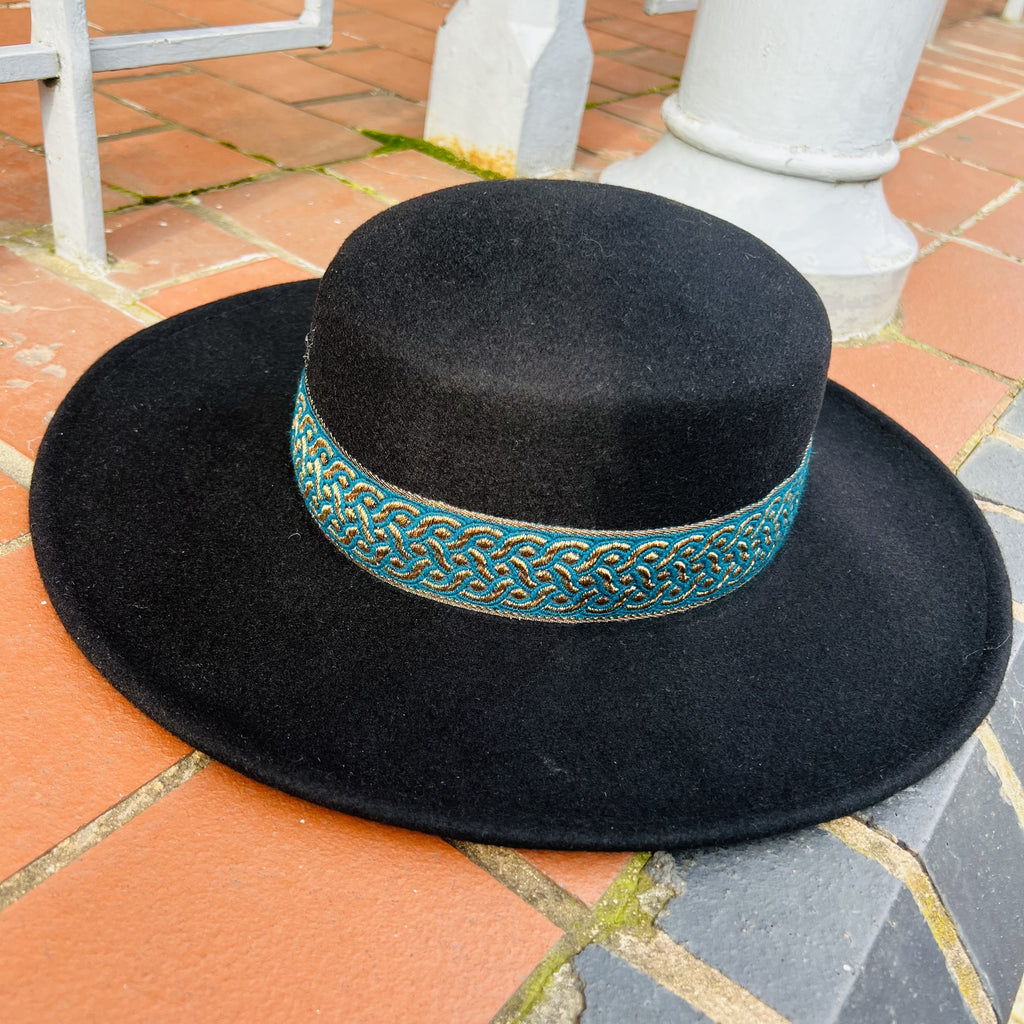 Unique Wide Fedora With Fancy Band