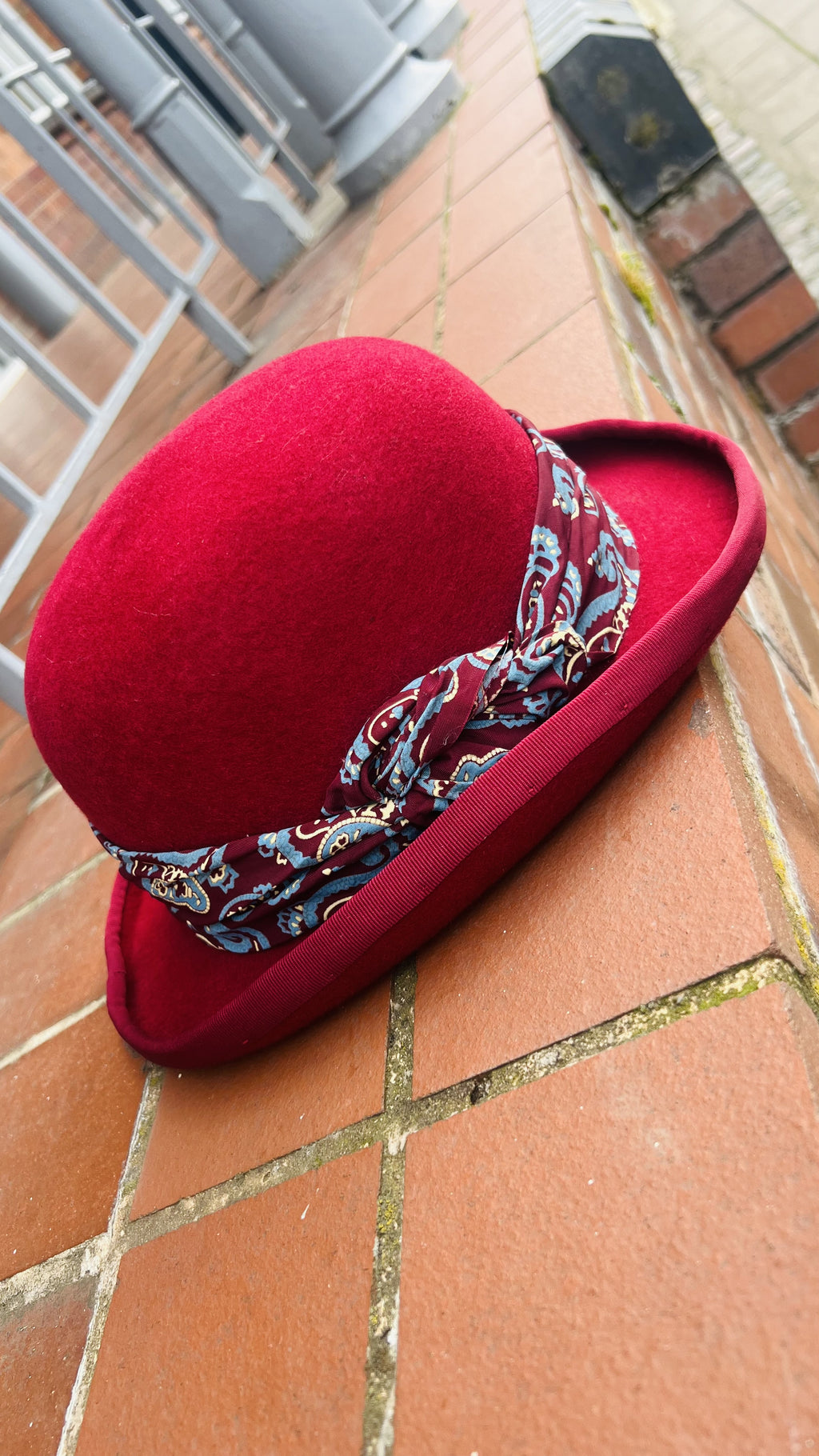 Unique Burgundy Bowler with Fancy Band