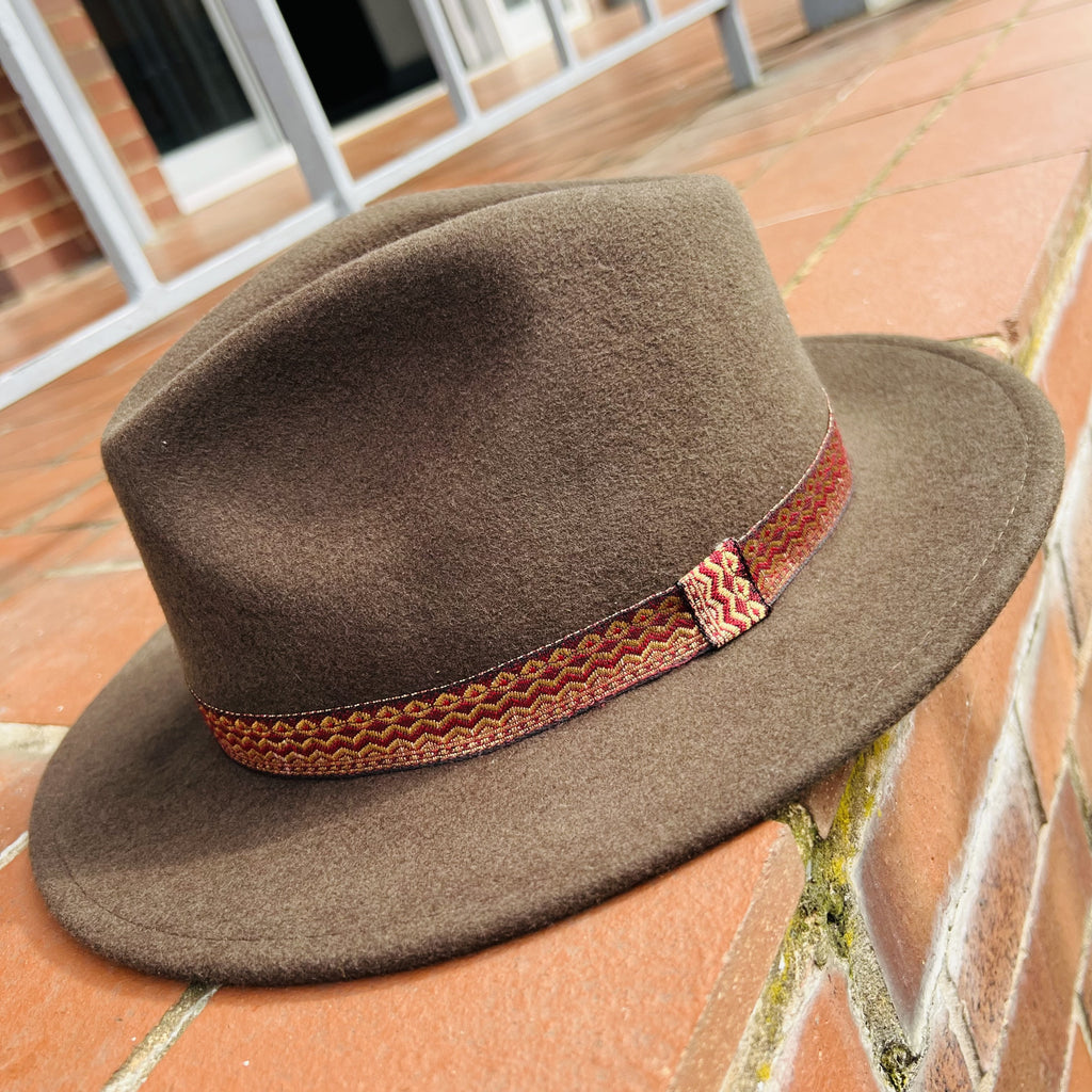 Unique Brown Fedora with Custom Band