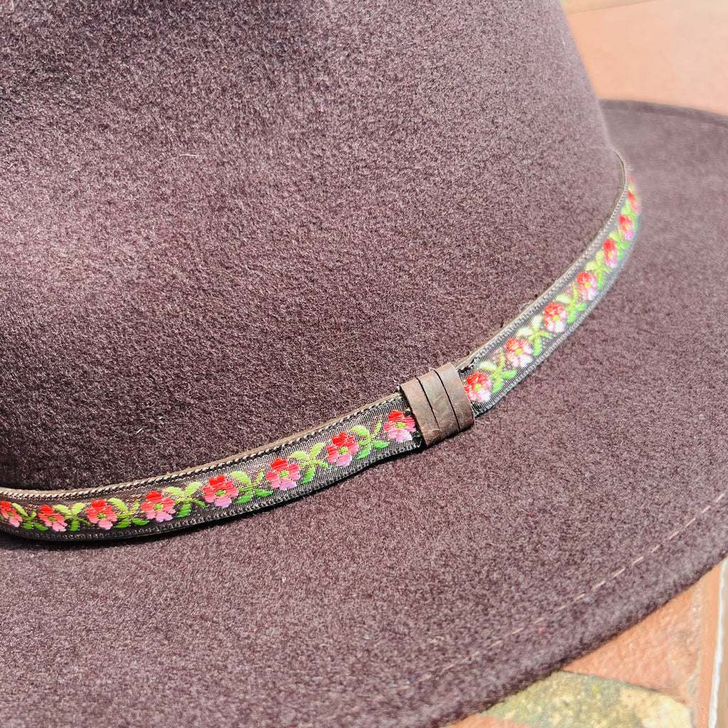 Customised Floral Band for Chocolate Brown Fedora