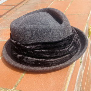 Unique Grey D. Top Porkpie Hat Fancy Band