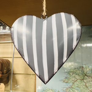 Grey and White Metal Heart Hanger